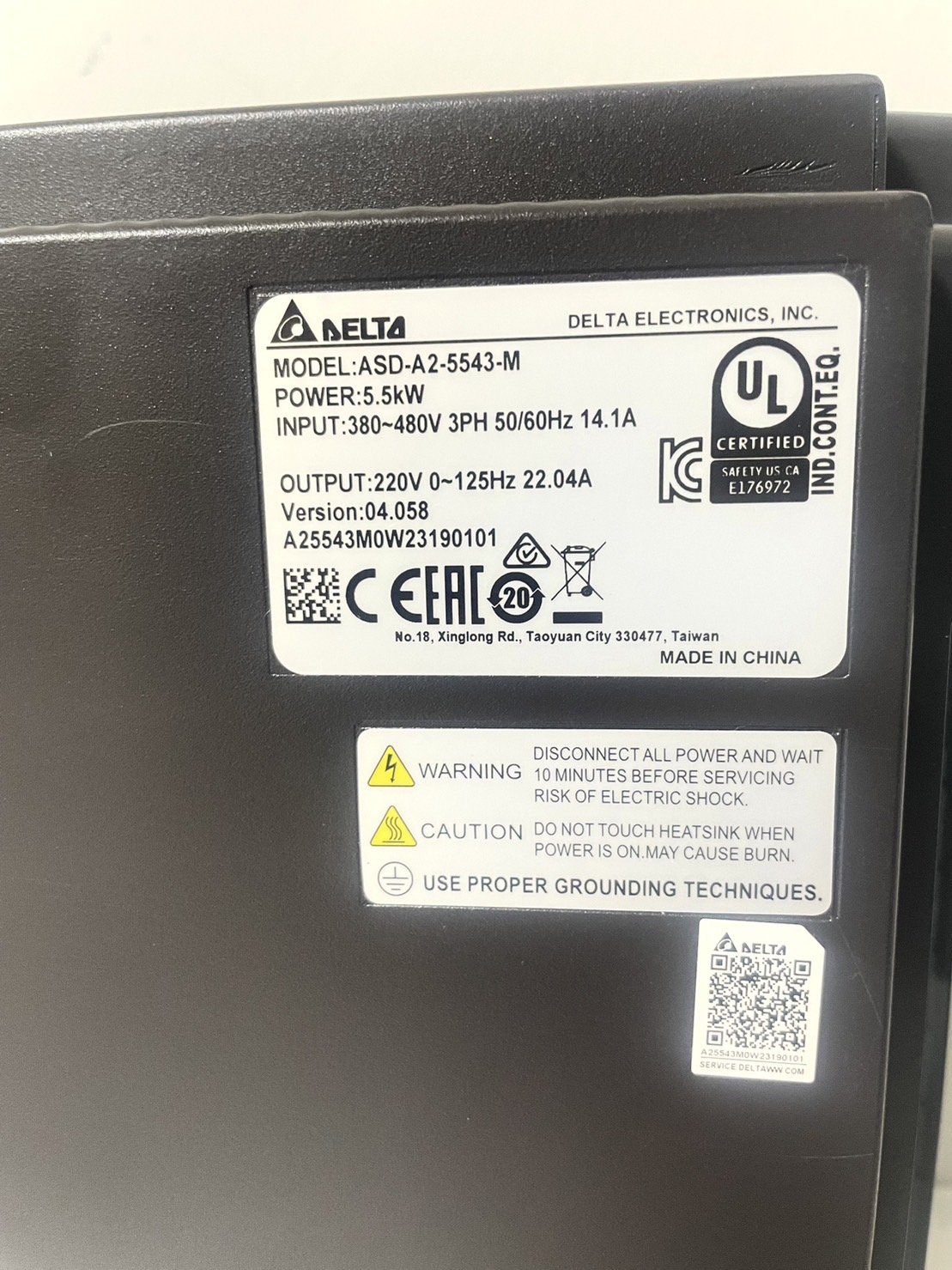 Delta AC Servo Drive ASD-A2-5543-M 5.5kW 400V 3-Phase , close loop ,CAN open