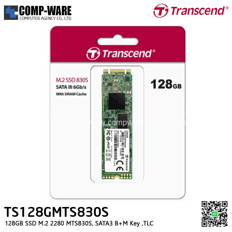 Transcend MTS830S 128GB SSD M.2 2280 , SATA3 B+M Key ,TLC TS128GMTS830S - 5Y Warranty