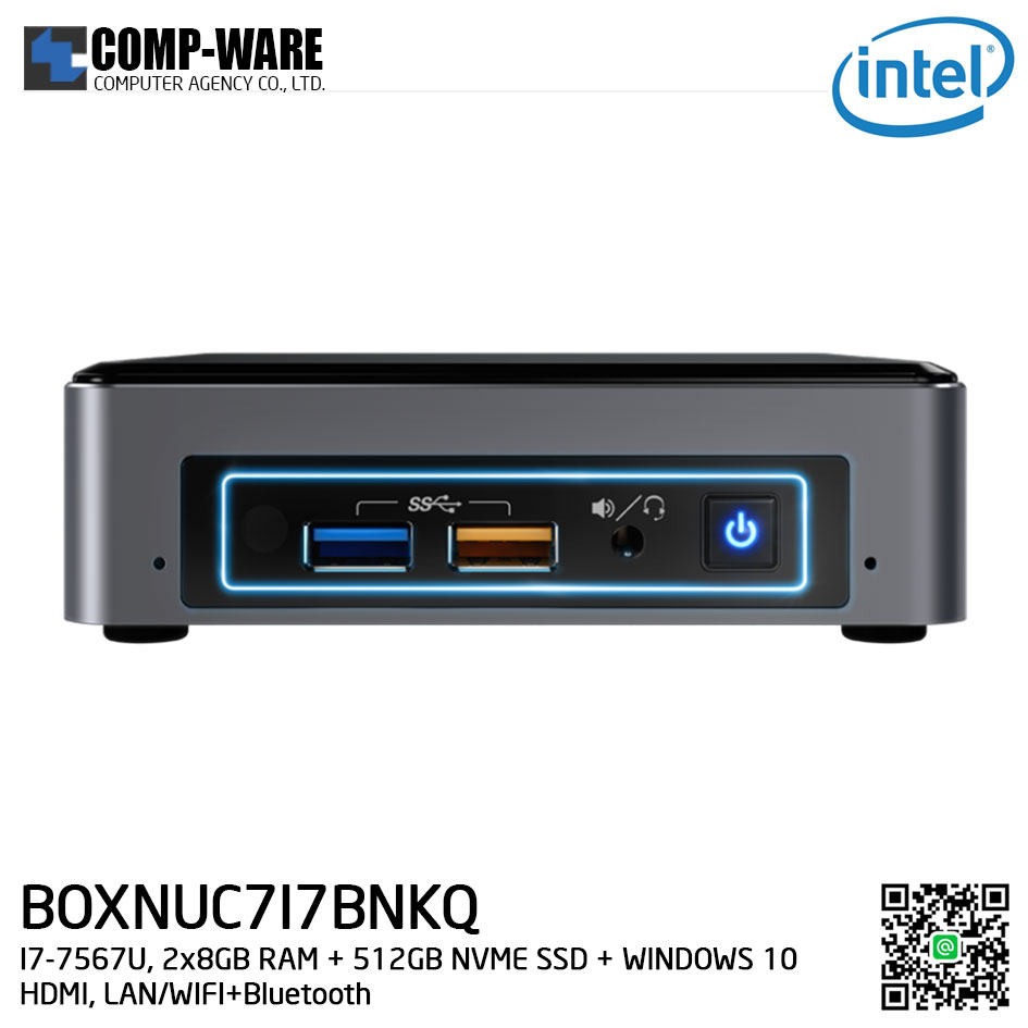 Intel NUC7I7BNKQ Mini PC NUC Kit - (I7-7567U, 2x8GB DDR4-2133 + 512GB NVME SSD + WINDOWS 10 HOME 64BIT INSTALLED, HDMI, LAN/WIFI+Bluetooth) BOXNUC7I7BNKQ
