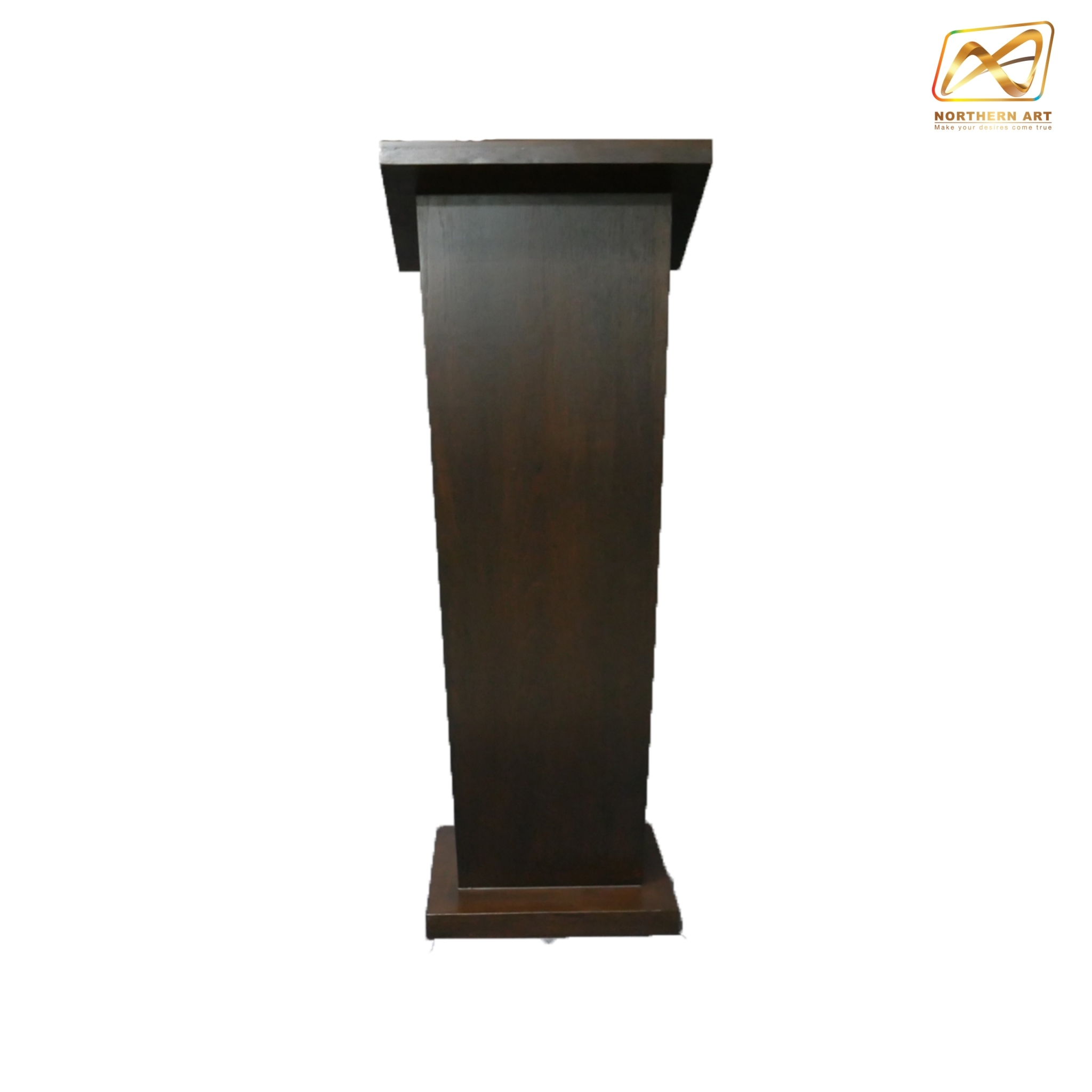 โพเดียมไม้ สีโอ๊ค ขนาด (W) 50 x (L) 40 x (H) 120 ซม.TOP เอียง พร้อมชั้นวางของ