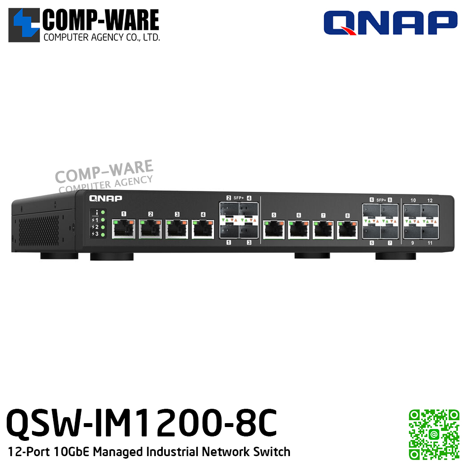 QNAP QSW-IM1200-8C 12-Port 10GbE Managed Industrial Network Switch / 2Year Warranty
