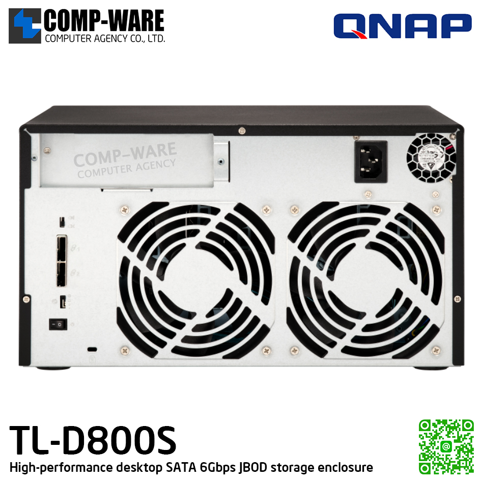 QNAP (Tower 8-Bay) TL-D800S / 8 x 2.5"/3.5" SATA 6Gbps / Single PSU / 2Y Warranty / No HDD - Expansion Enclosure