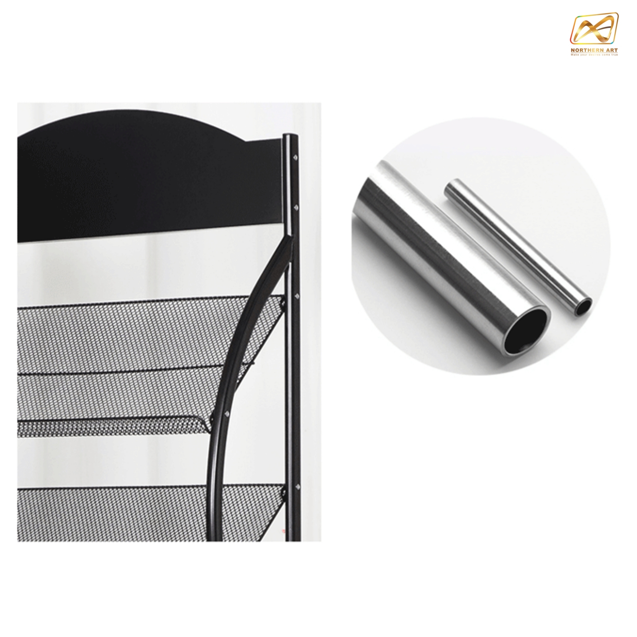 ชั้นวางโบรชัวร์เหล็ก 3 ชั้น สีดำ ขนาด (W)50 X (D)31 X (H)135 cm. ถอดประกอบได้