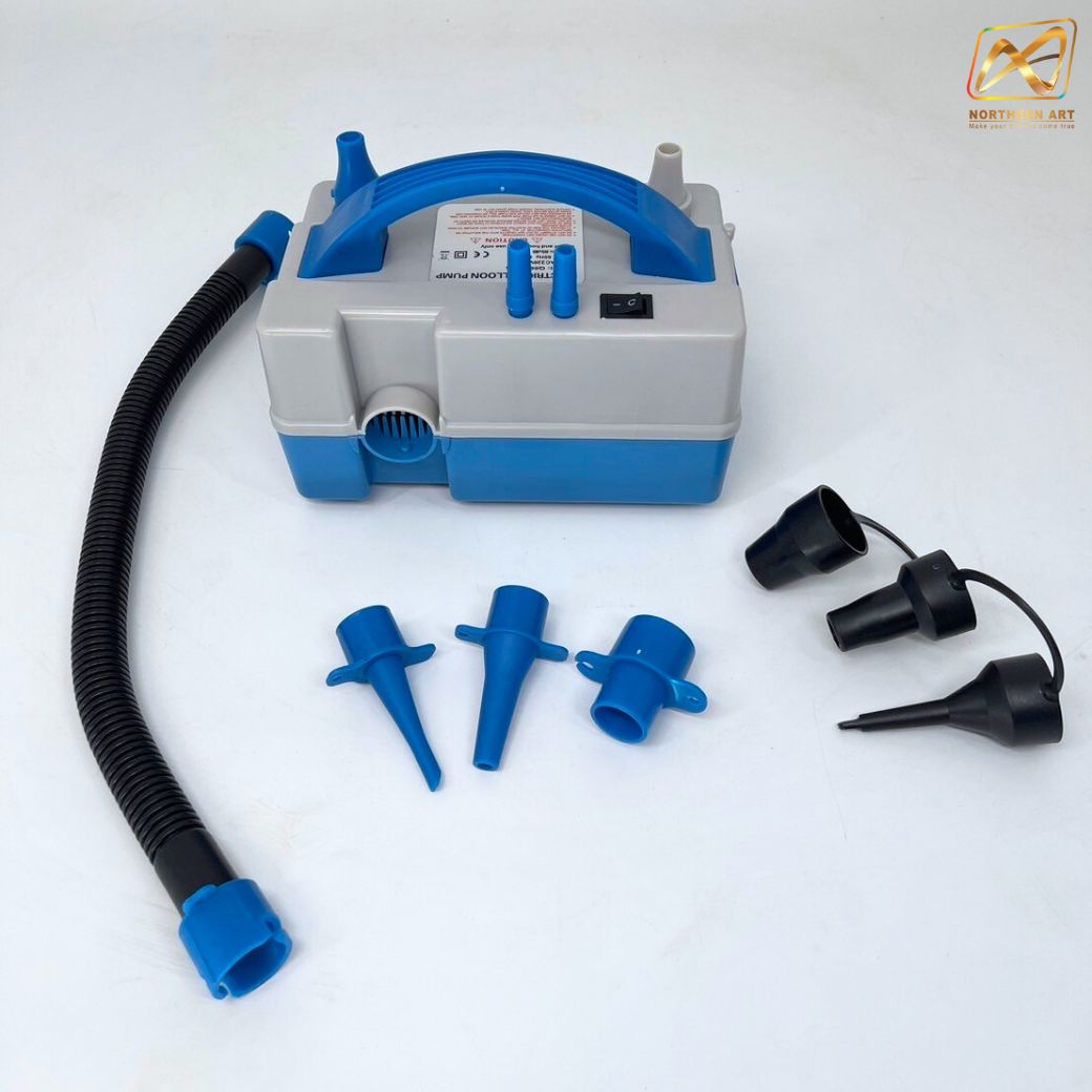 ปั๊มลมไฟฟ้า ปั๊มลมลูกโป่ง รุ่น Q-668 PLUS ขนาด (W)19 x (D)13 x (H)10 cm. พร้อมหัวฉีดหลายขนาด 1 ชุด