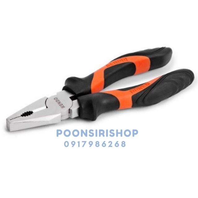 KENDO 10105 คีมปากจิ้งจก มีปีก (ชุบโครเมียม/ด้ามหุ้มยาง) 180mm/7"