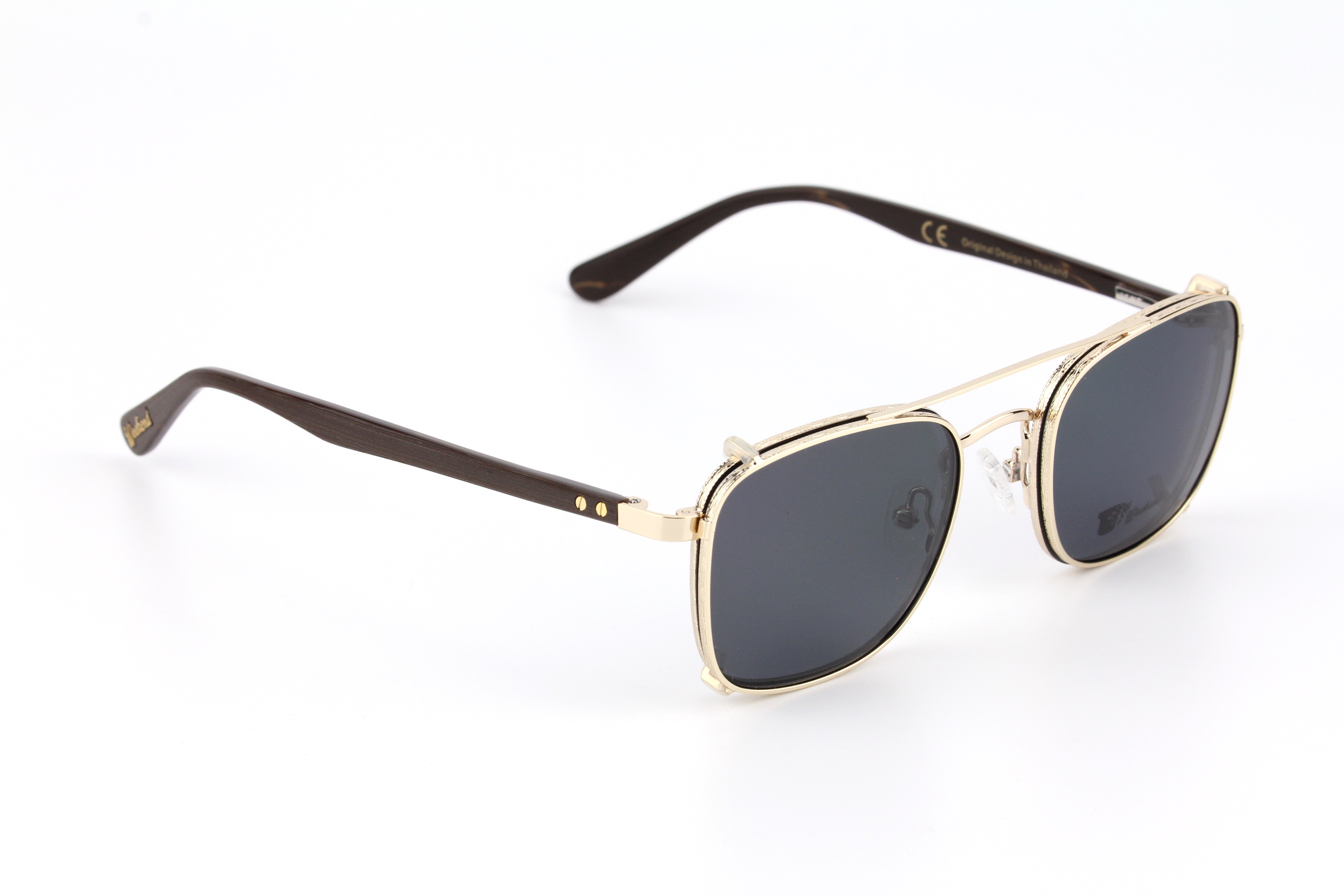 กรอบแว่นสายตาพร้อมคลิปกันแดด Weekend Square Gold