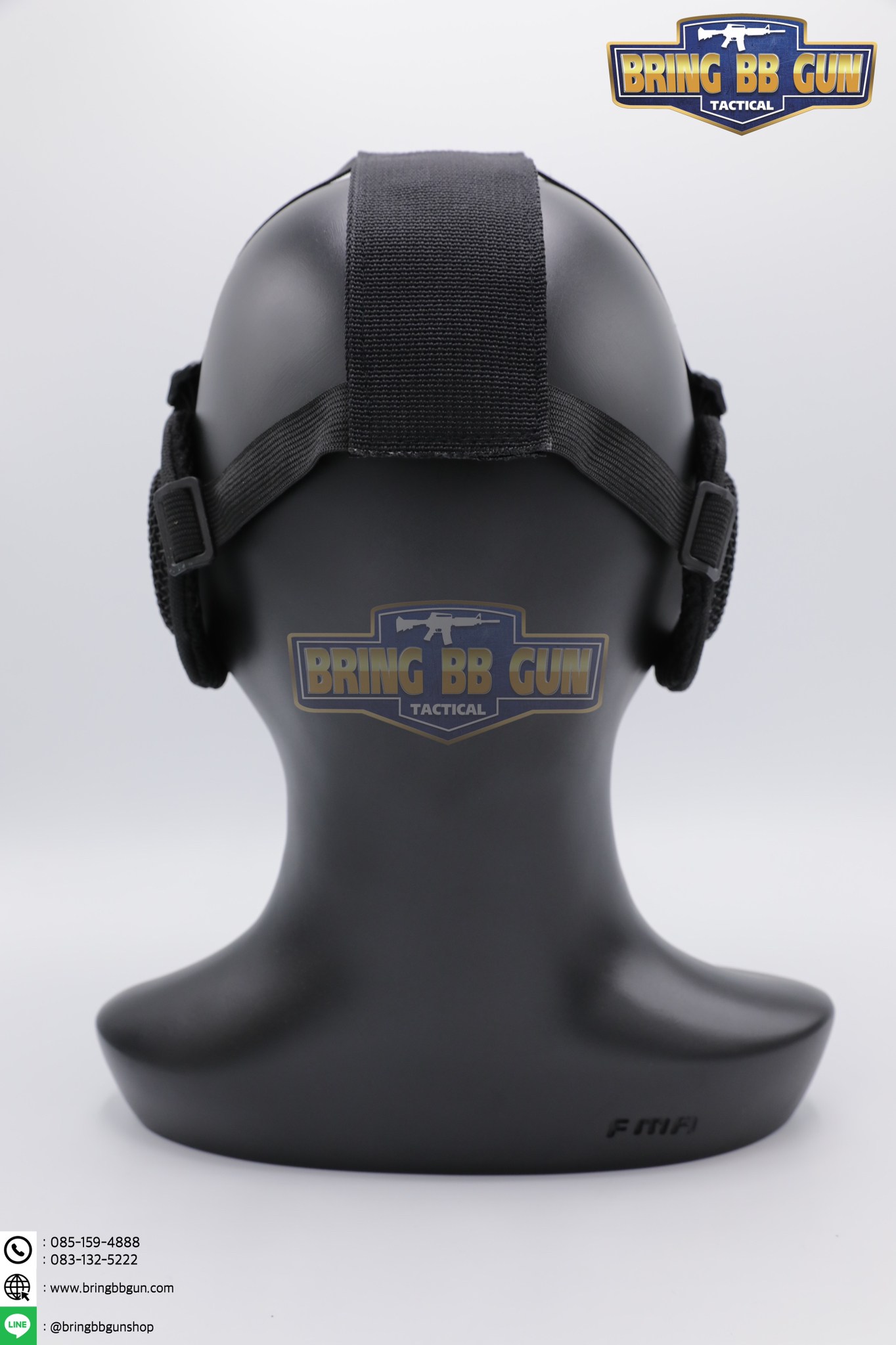 หน้ากากตะแกรงครึ่งหน้า รุ่นแก้มผ้ามีที่ปิดหู