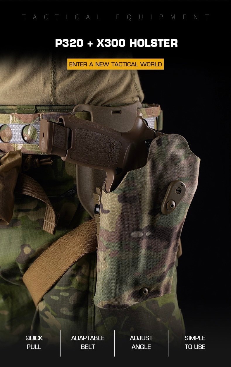 ซองปืนพกนอกปลดนิ้วโป้ง Sig Sauer P320 + ช่องไฟฉาย (ซองปืน 6354DO) (6354 DO) (P320 + X300)