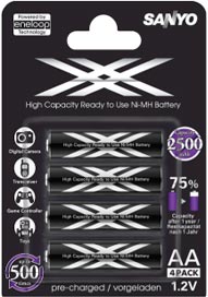 eneloop xx (Double X) 2500 mAh AA pack 4 ก้อน