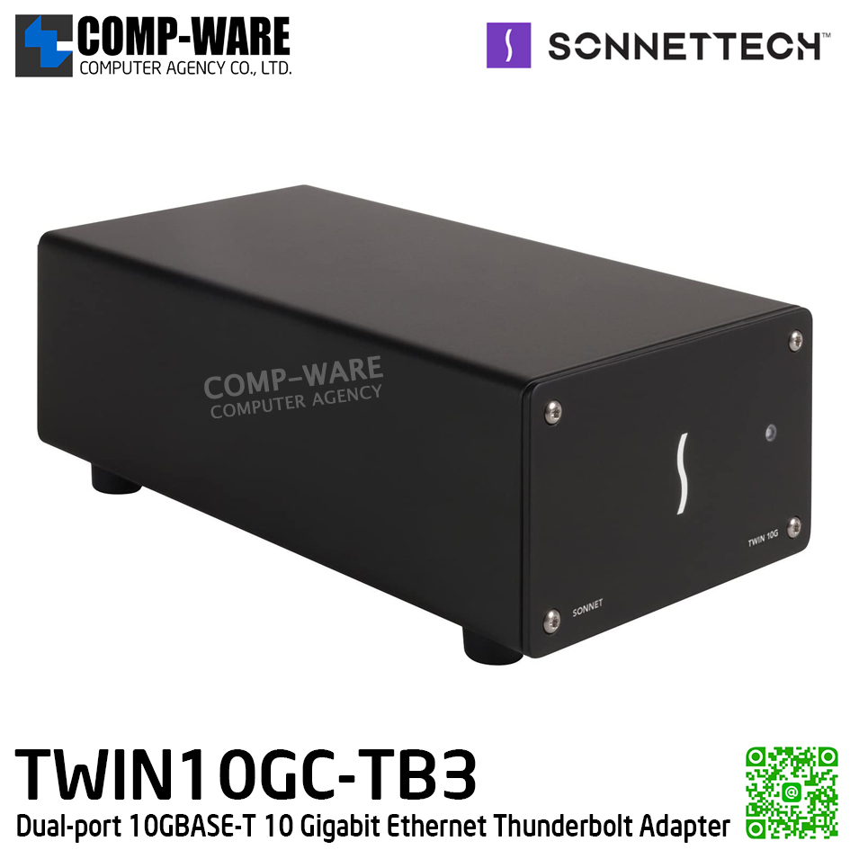 Sonnet Twin10G [TWIN10GC-TB3] Dual-port 10GBASE-T 10 Gigabit Ethernet Thunderbolt Adapter รับประกัน 1 ปี