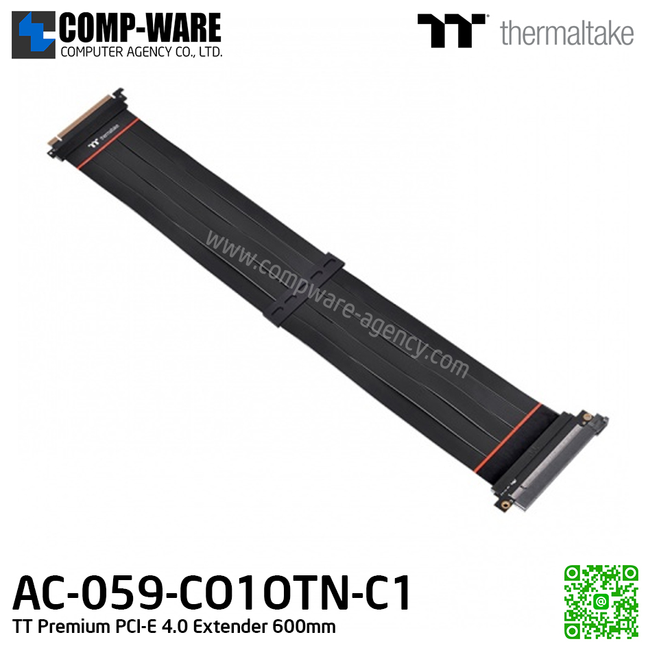 Thermaltake TT Premium PCI-E 4.0 16X Extender 600mm (Black) AC-059-CO1OTN-C1 รับประกัน 2ปี