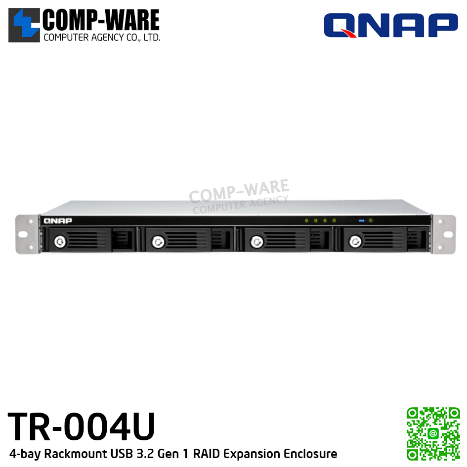 QNAP (1U 4-Bay) TR-004U / 4 x 2.5"/3.5" SATA 6Gbps / 100W PSU / 2Y Warranty / No HDD / Rail Kit RAIL-B02 - Expansion Enclosure