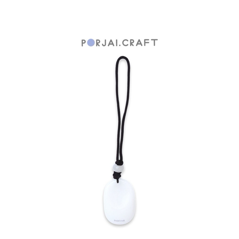 Snow Quartz Worry Stone Keychain พวงกุญแจสโนว์ควอตซ์
