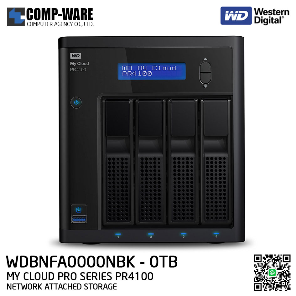 WD 0TB My Cloud Pro Series PR4100 4-Bay Network Attached Storage (No HDD) - WDBNFA0000NBK-SESN