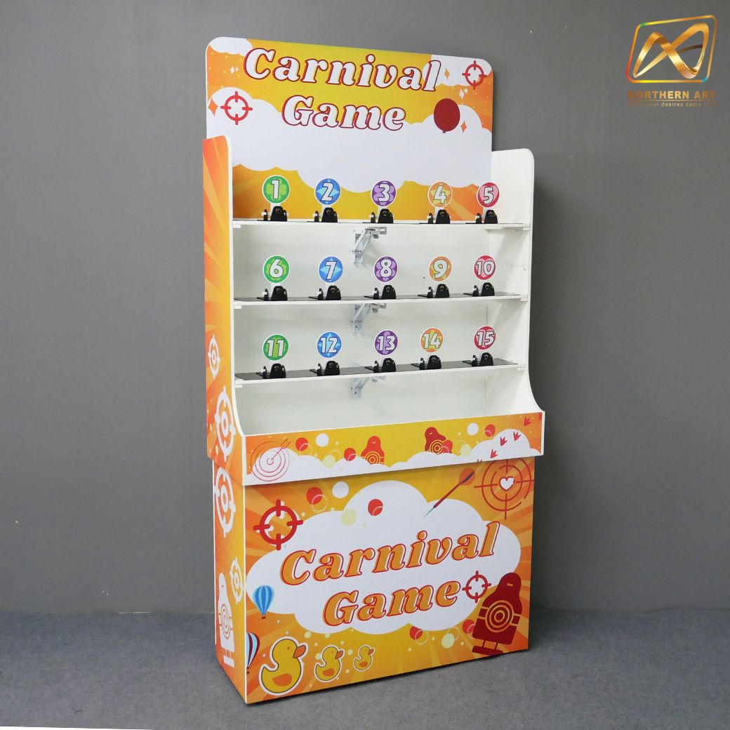 เช่าเกมส์ยิงเป้าเหล็ก ขนาด (W) 90 x (L)36 x (H)180 cm. พร้อมเป้าเหล็กกลม 15 อัน ปืน 2 กระบอก กระสุนโฟม 20 นัด