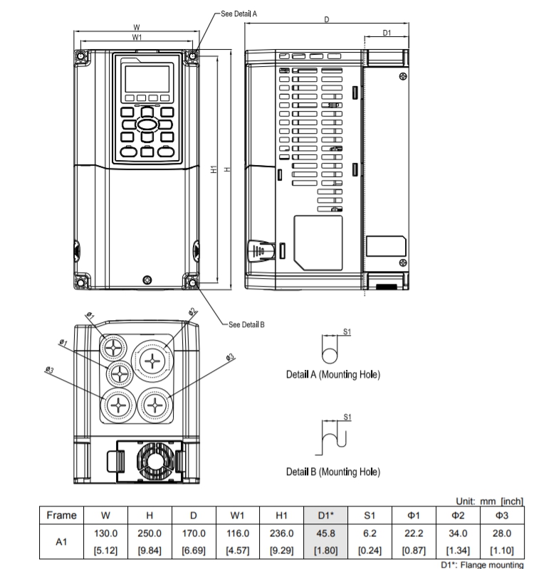 Delta Inverter C2000 VFD055C43A-21 7.5HP 5.5kW Input 380V 3-Phase Output 380V 3-Phase