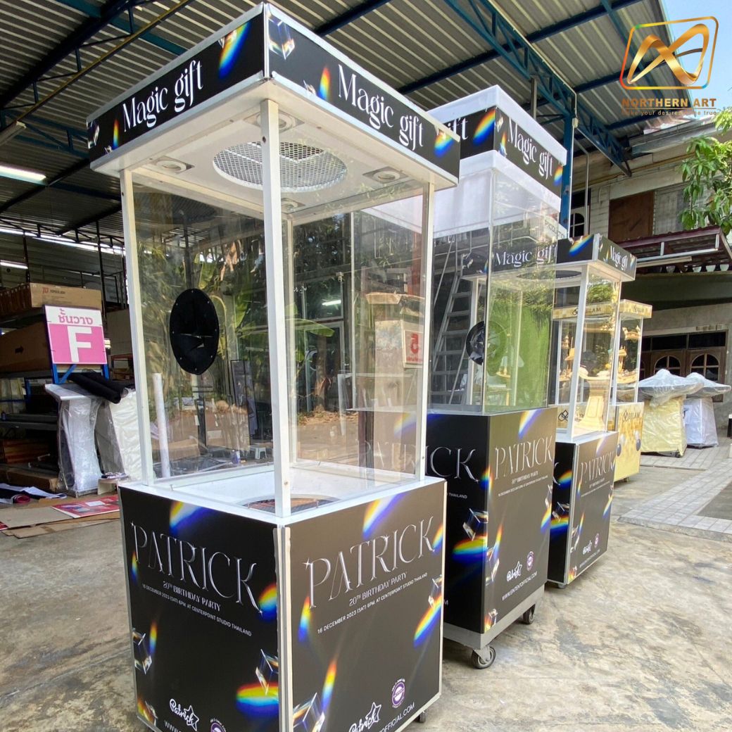 เกมส์ตู้ลม ตู้ลมจับรางวัล (W)70 x (L)70 X (H)185 cm. พร้อมงานพิมพ์ ไม่รวมลุกบอลโฟม