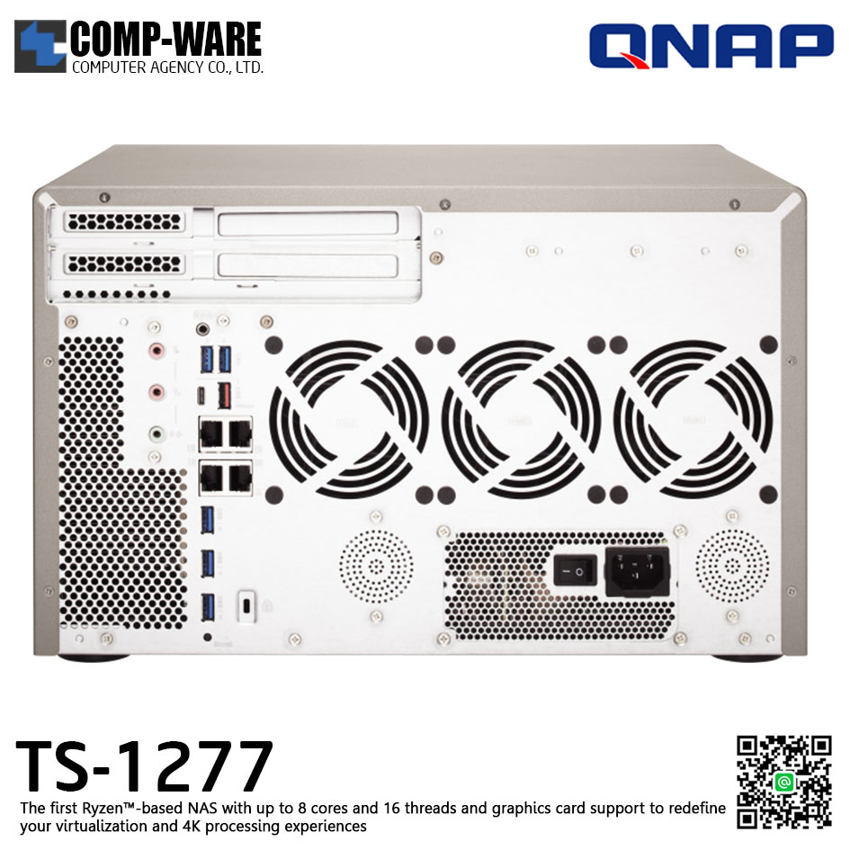 QNAP NAS 12-Bay (8+4) TS-1277 (8GB DDR4 RAM up to 64GB) AMD Ryzen5 1600 6C/12T TS-1277-1600-8G