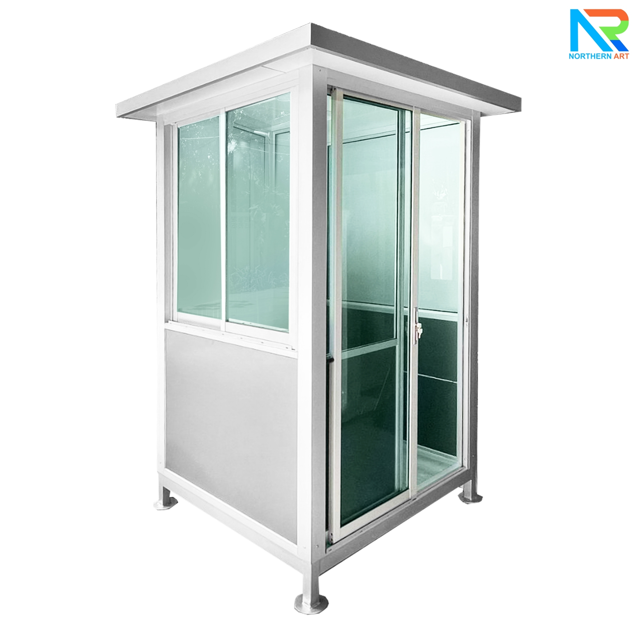 ป้อมยามสำเร็จรูป รุ่น COMPOSITE ขนาด 1.20x1.20 ม.โครงสร้างเหล็ก ผนังคอมโพสิทหนา 4 มม.(เลือกสีได้) ประตู-หน้าต่าง อลูมิเนียมสีเงิน