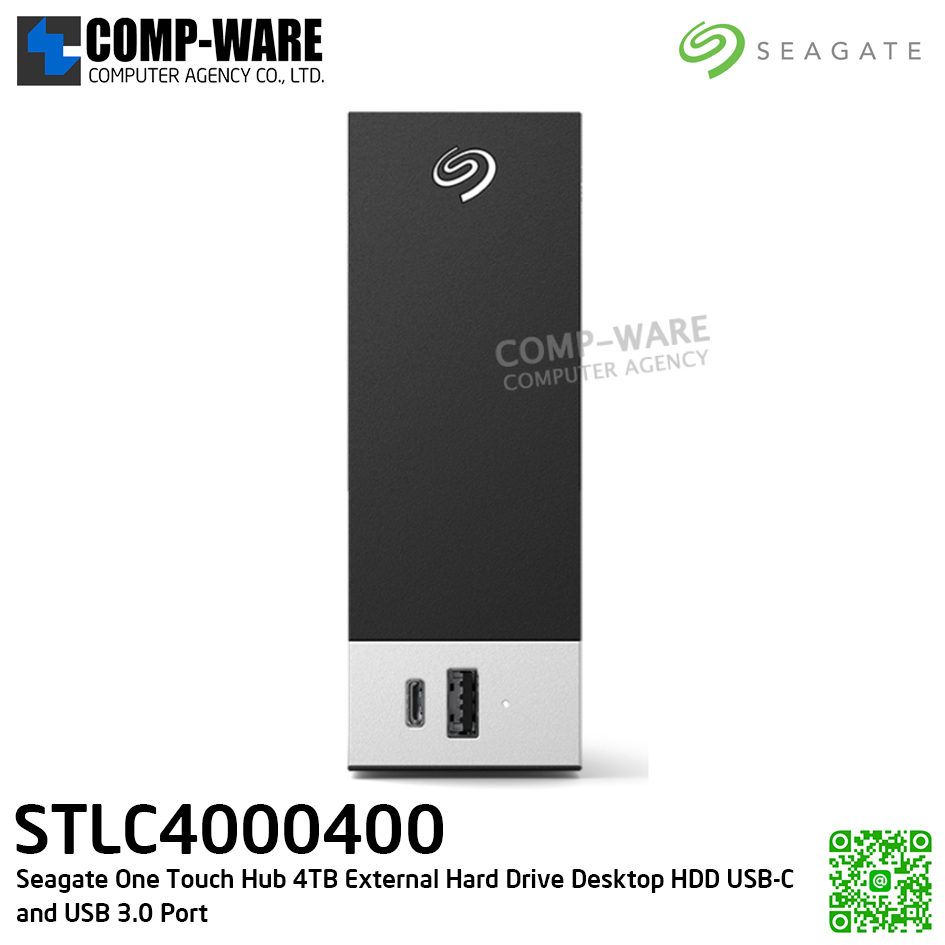 Seagate One Touch Hub 4TB External Hard Drive Desktop HDD USB-C and USB 3.0 Port WITH PASSWORD PROTECTION - STLC4000400