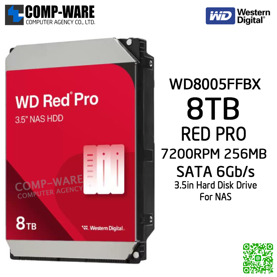 WD Red PRO 8TB NAS Hard Disk Drive - 7200RPM SATA 6Gb/s 256MB Cache 3.5Inch - WD8005FFBX