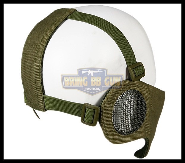 หน้ากากตะแกรงครึ่งหน้า รุ่นแก้มผ้ามีที่ปิดหู