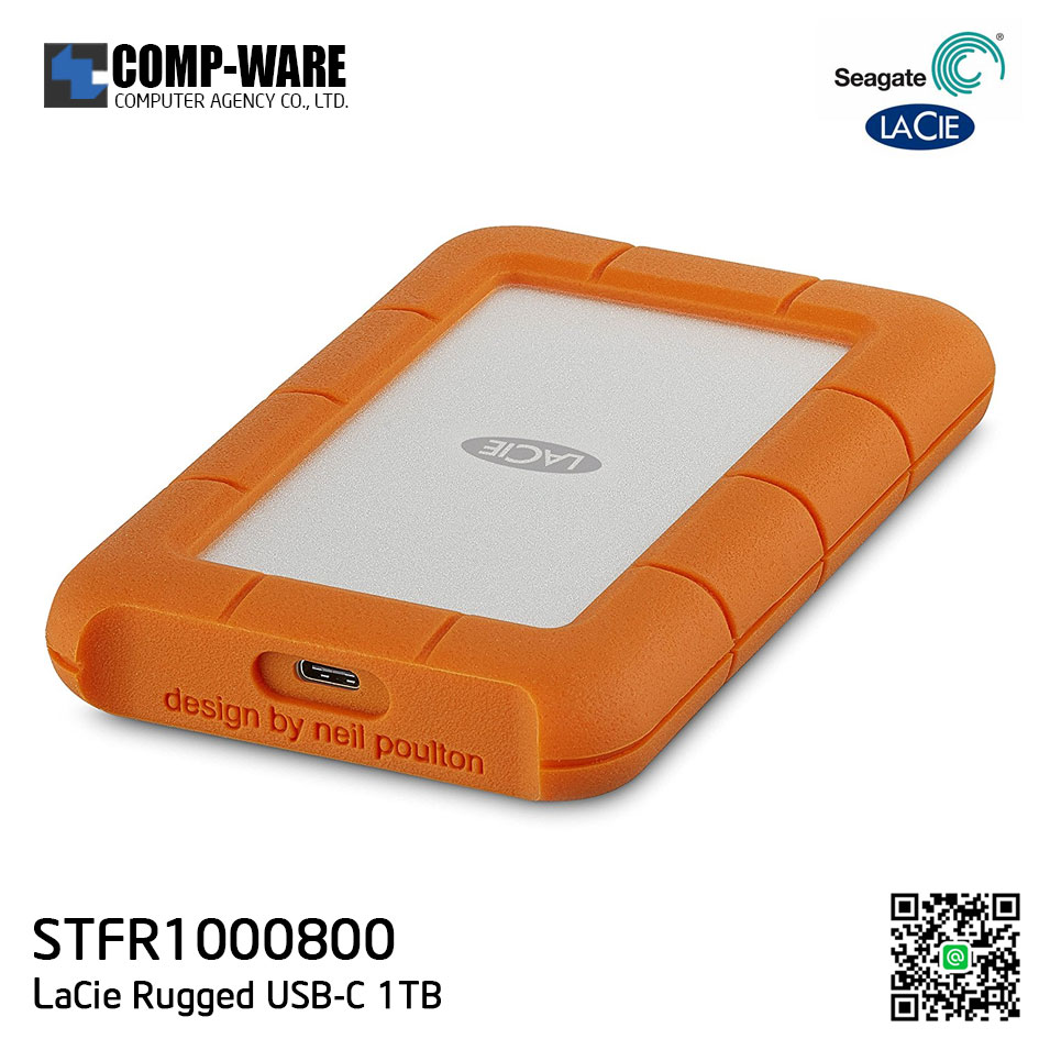 Seagate LaCie Rugged USB-C and USB 3.0 1TB Portable Hard Drive STFR1000800
