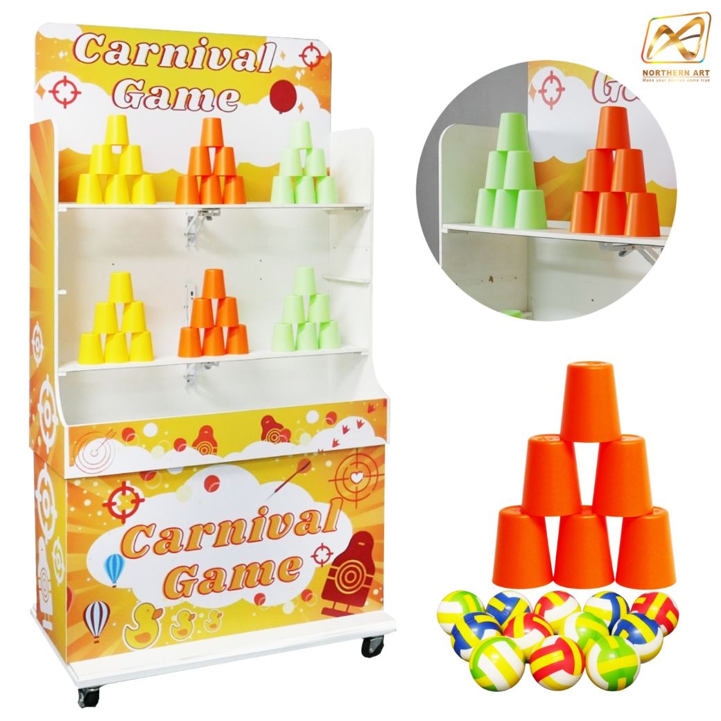 CARNIVAL GAME เกมส์ปาแก้ว ขนาดโครง (W) 90 x (L)50 x (H)176 cm. พร้อมแก้ว 36 ใบ และบอลโฟม 12 ลูก