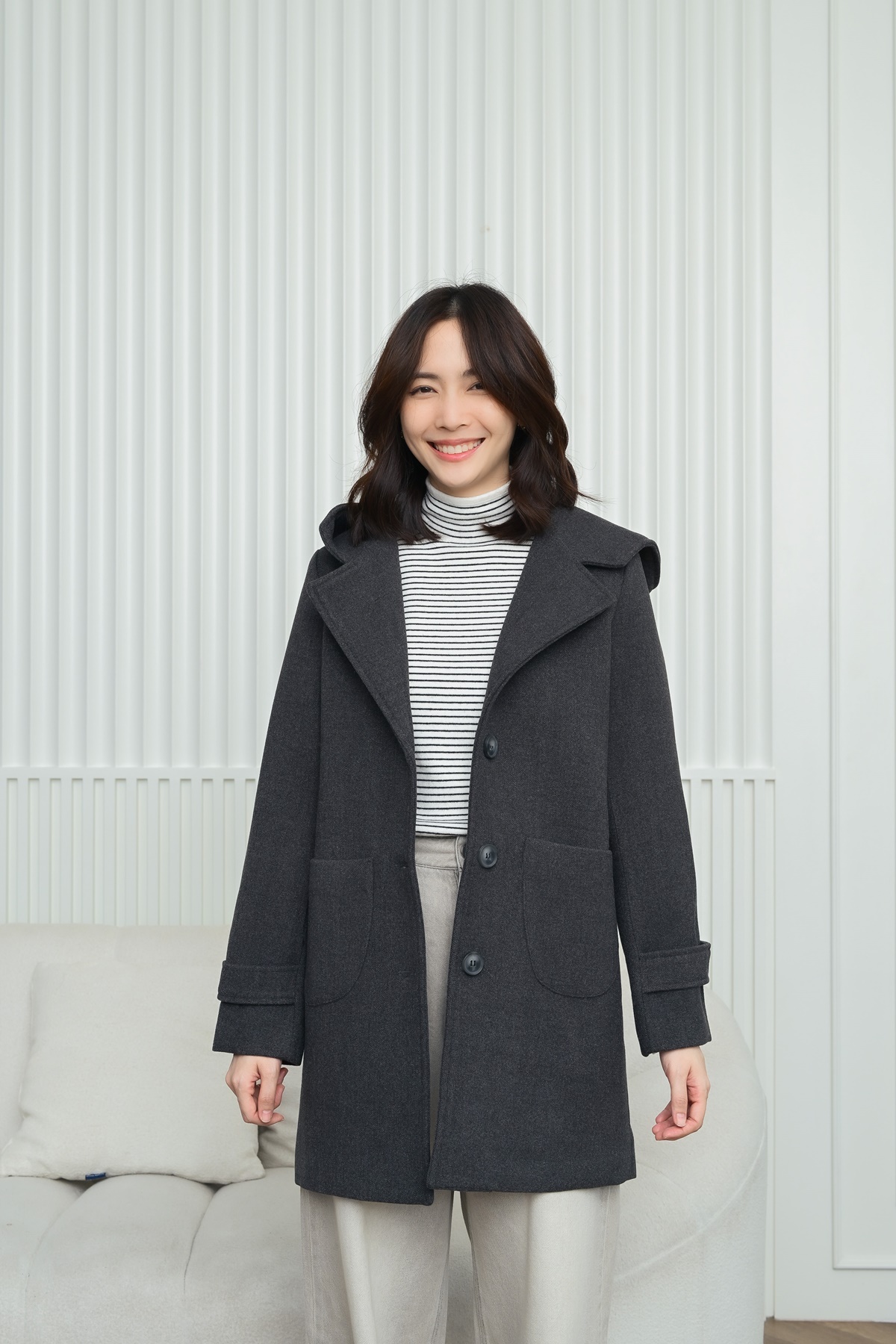 Malinda - Snow begins เสื้อโค้ทวูลมีฮู้ด