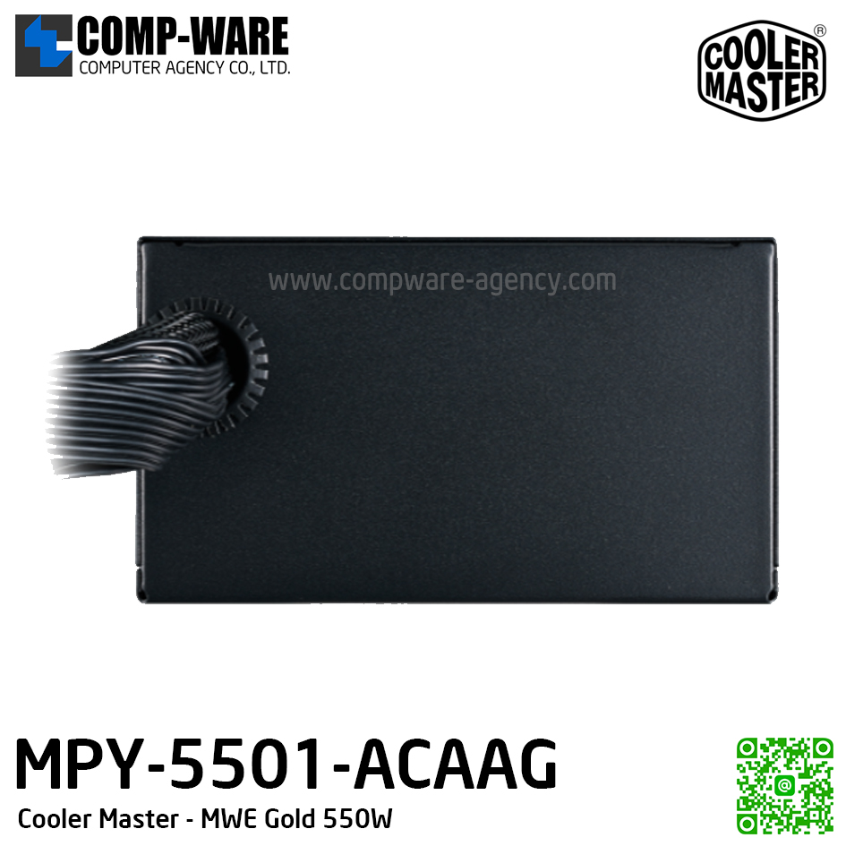 Cooler Master PSU MWE Gold 550W, Fix Cable, 80 Plus Gold, รับประกัน 5ปี MPY-5501-ACAAG