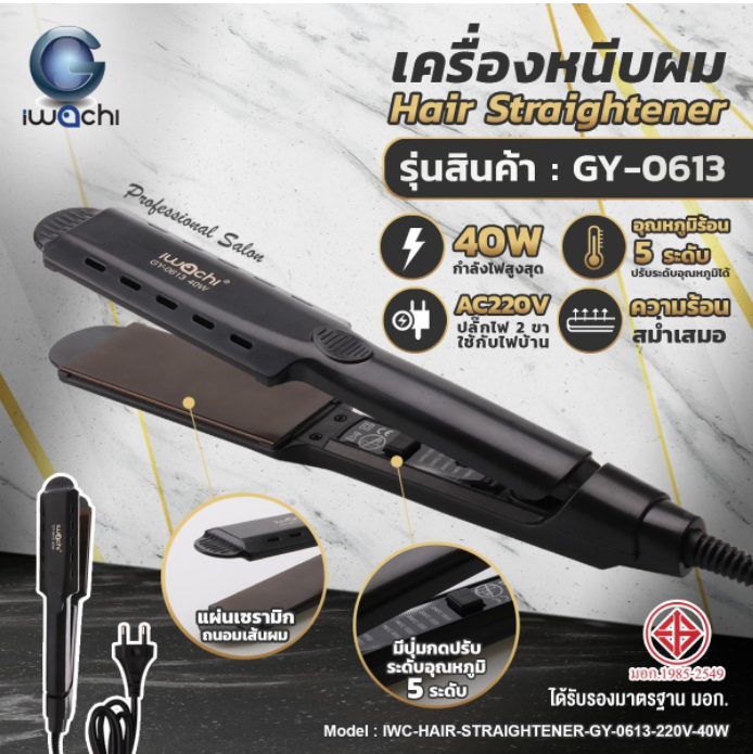 เครื่องหนีบผม (รุ่น GY-0613) IWC-HAIR-STRAIGHTENER-GY-0613-220V-40W