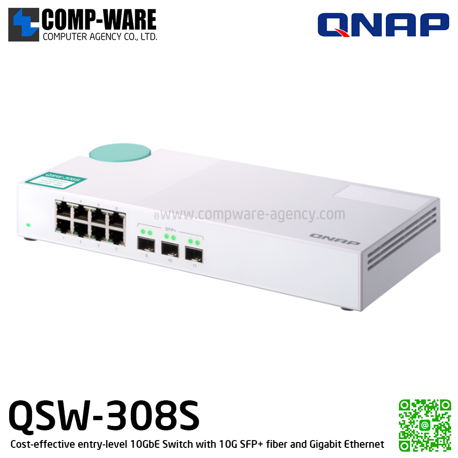 QNAP QSW-308S Cost-effective entry-level 10GbE Switch with 10G SFP+ fiber and Gigabit Ethernet