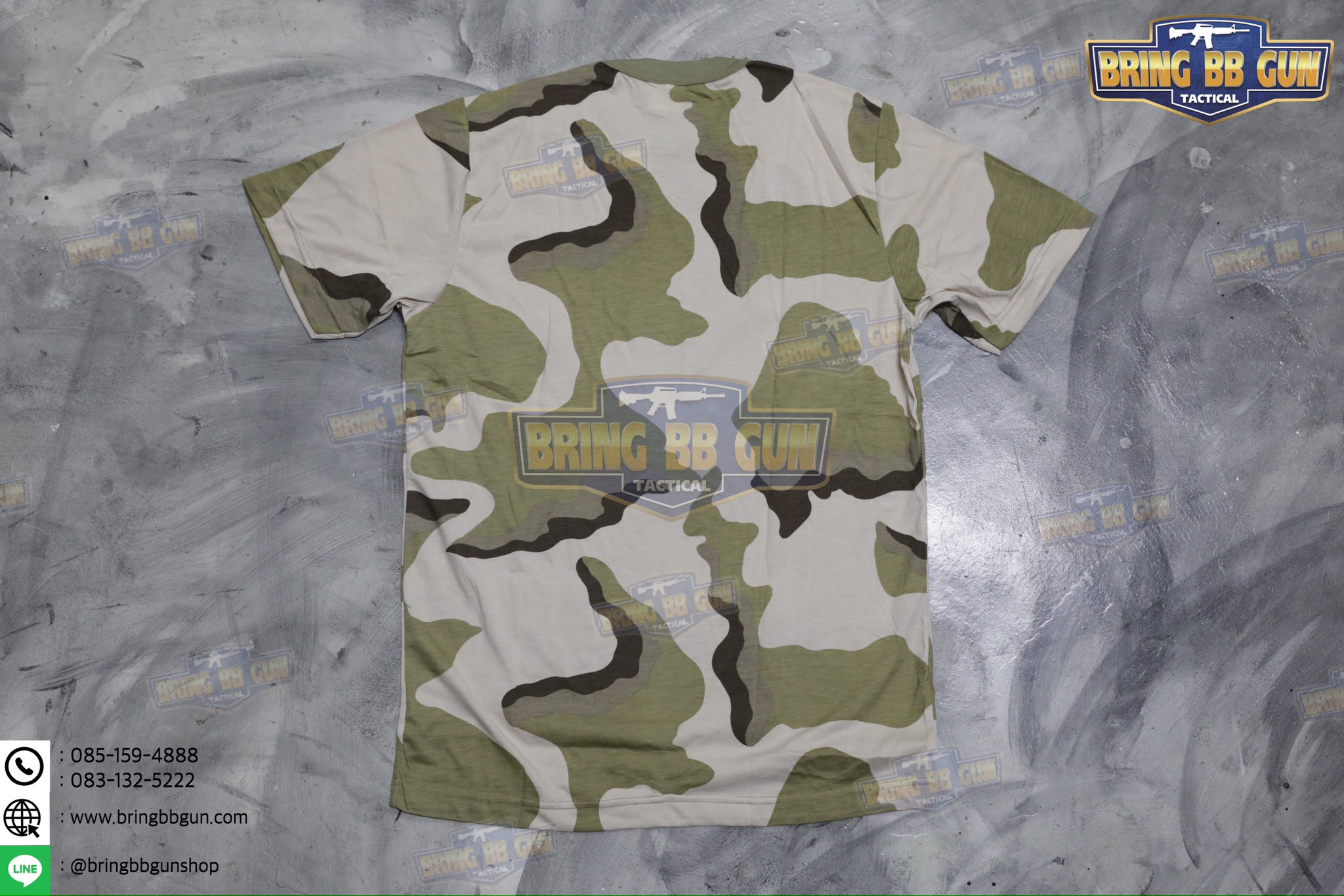 เสื้อยืดคอกลมลายพราง พิมพ์ลาย3D ผ้า TC