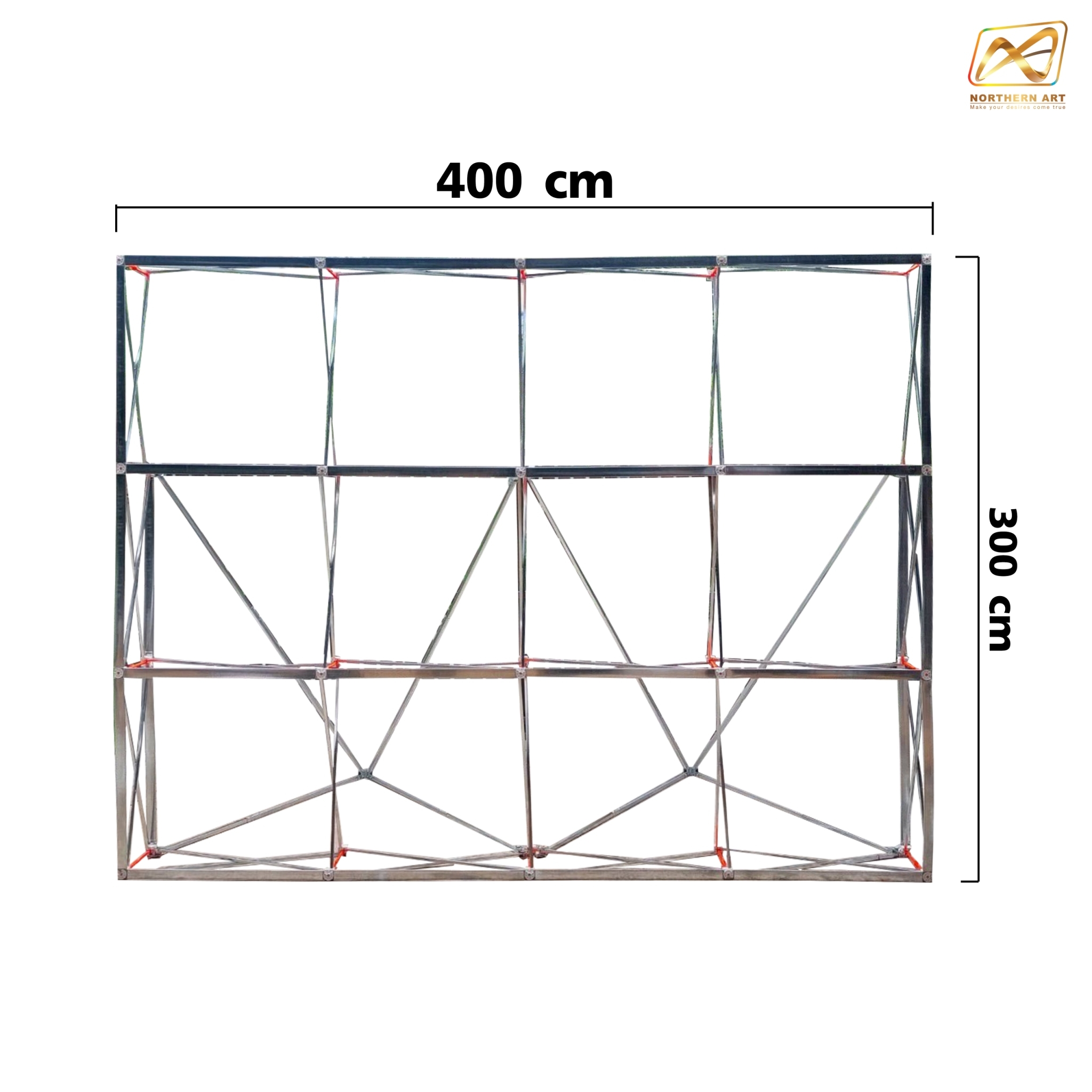 VINYL BACKDROP OUTDOOR บคดรอบไวนิล รุ่น 3x4 ขนาด (W)400 x (H)300 cm. โครงอะลูมิเนียมพร้อมขาค้ำยัน ถอดประกอบและพับเก็บได้ แข็งแรง เหมาะกับงานภายนอกอาคาร