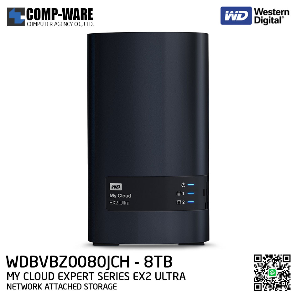 WD 8TB My Cloud EX2 Ultra 2-Bay Network Attached Storage - WDBVBZ0080JCH-SESN รับประกัน 3ปี // Pre-order สั่งซื้อขั้นต่ำ 2 ชิ้นขึ้นไป