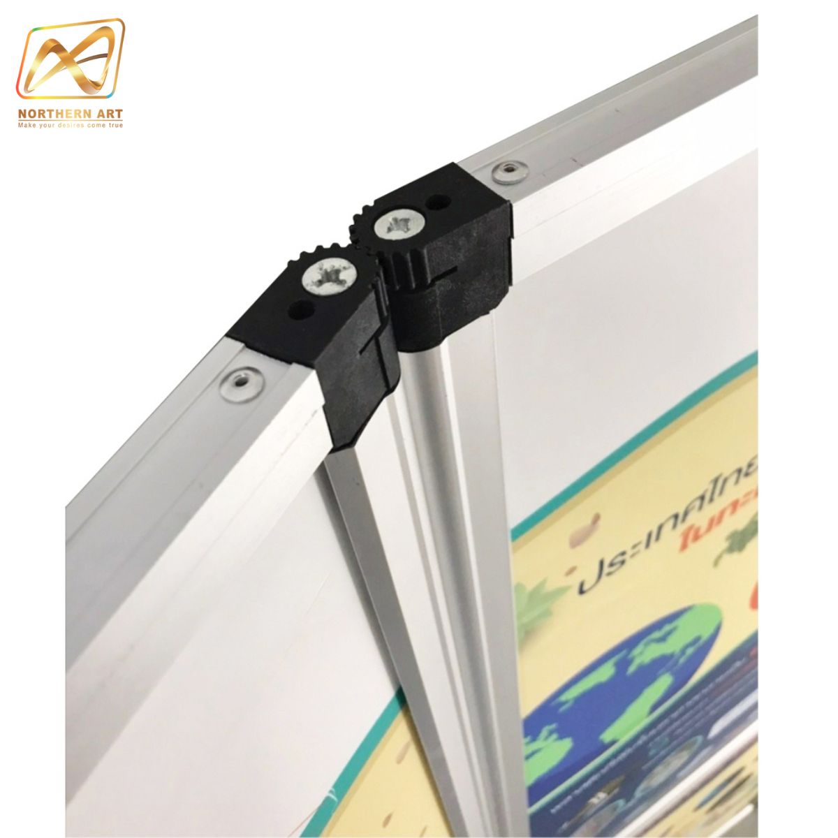 บอร์ดจัดนิทรรศการ รุ่น 8 แผ่น โครงอะลูมิเนียม ถอดประกอบได้ โชว์งานพิมพ์ 2 ด้าน พับเก็บได้ เคลื่อนย้ายสะดวก