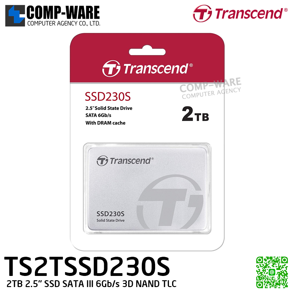 Transcend SSD230S 2TB 2.5" SSD SATA III 6Gb/s 3D NAND TLC - TS2TSSD230S - 5Y Warranty
