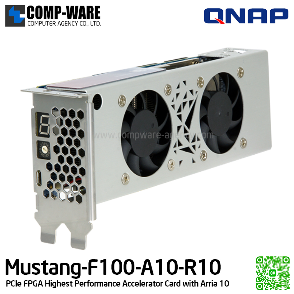 QNAP Mustang-F100-A10-R10 PCIe FPGA Highest Performance Accelerator Card with Arria 10 1150GX support DDR4 2400Hz 8GB, PCIe Gen3 x8 interface - Spare Part