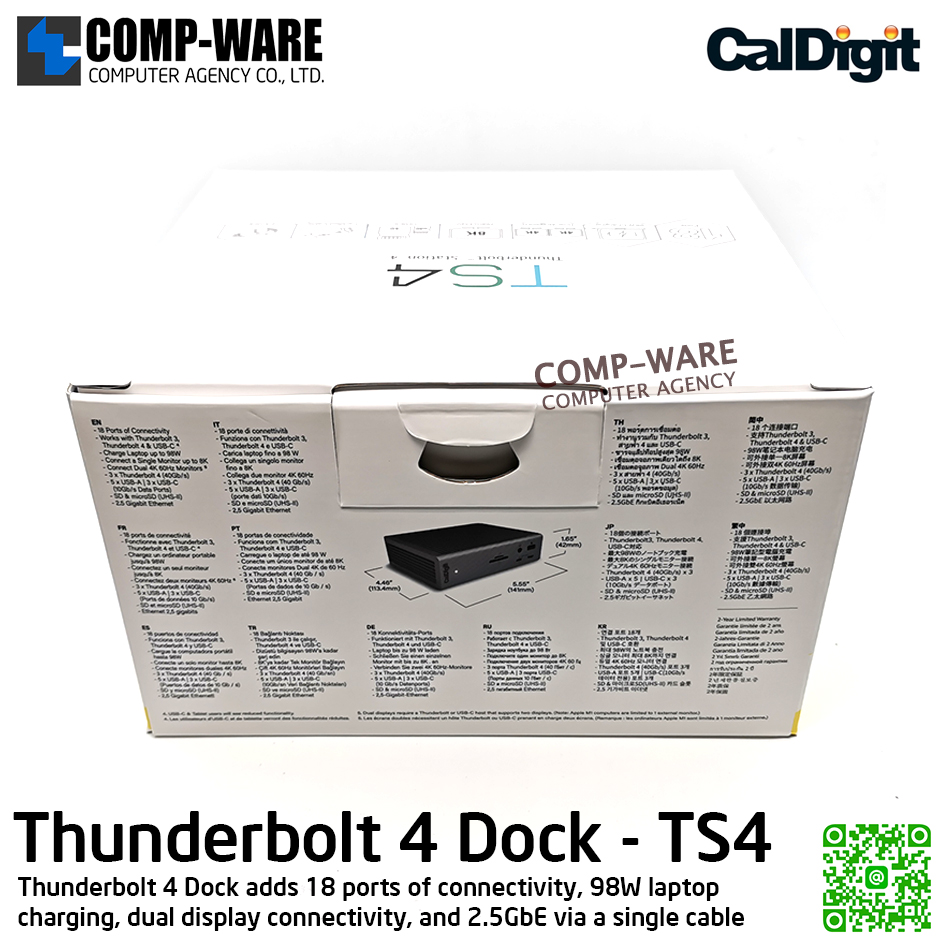 CalDigit Thunderbolt Station 4 (18 Ports of Extreme Connectivity) TS4 (Space Gray Color) รับประกัน 1 ปี