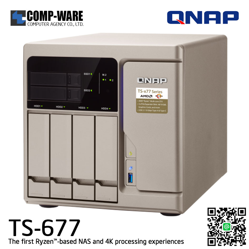 QNAP NAS 6-Bay (4+2) TS-677 (8GB DDR4 RAM) AMD Ryzen5 1600 6C/12T