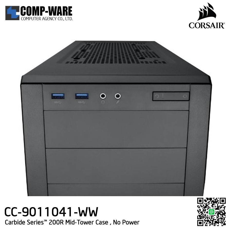 Corsair Carbide Series 200R Window Mid-tower chassis , No Power - CC-9011041-WW