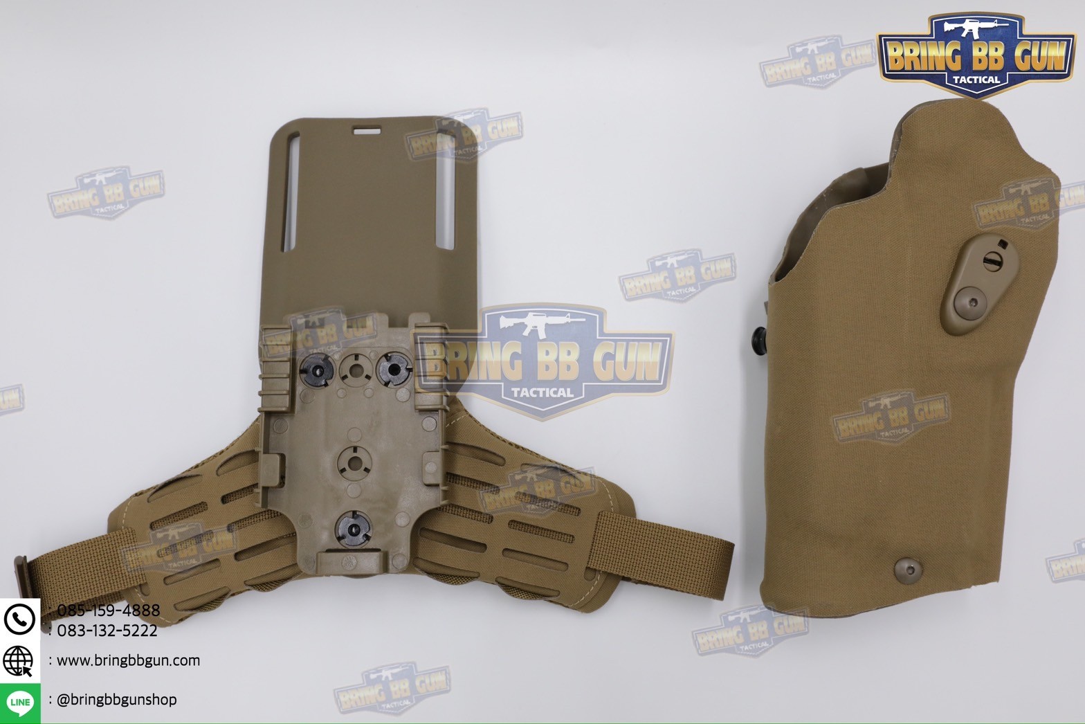 ซองปืน 6354DO Ver. 2 (ซอง6354+สายรัดต้นขาแบบนวม) ซองปืนพกนอกปลดนิ้วโป้ง + ช่องไฟฉาย (ซองปืน 6354DO) (6354 DO) (Glock 17/18/19 + X300) (P320 + X300)