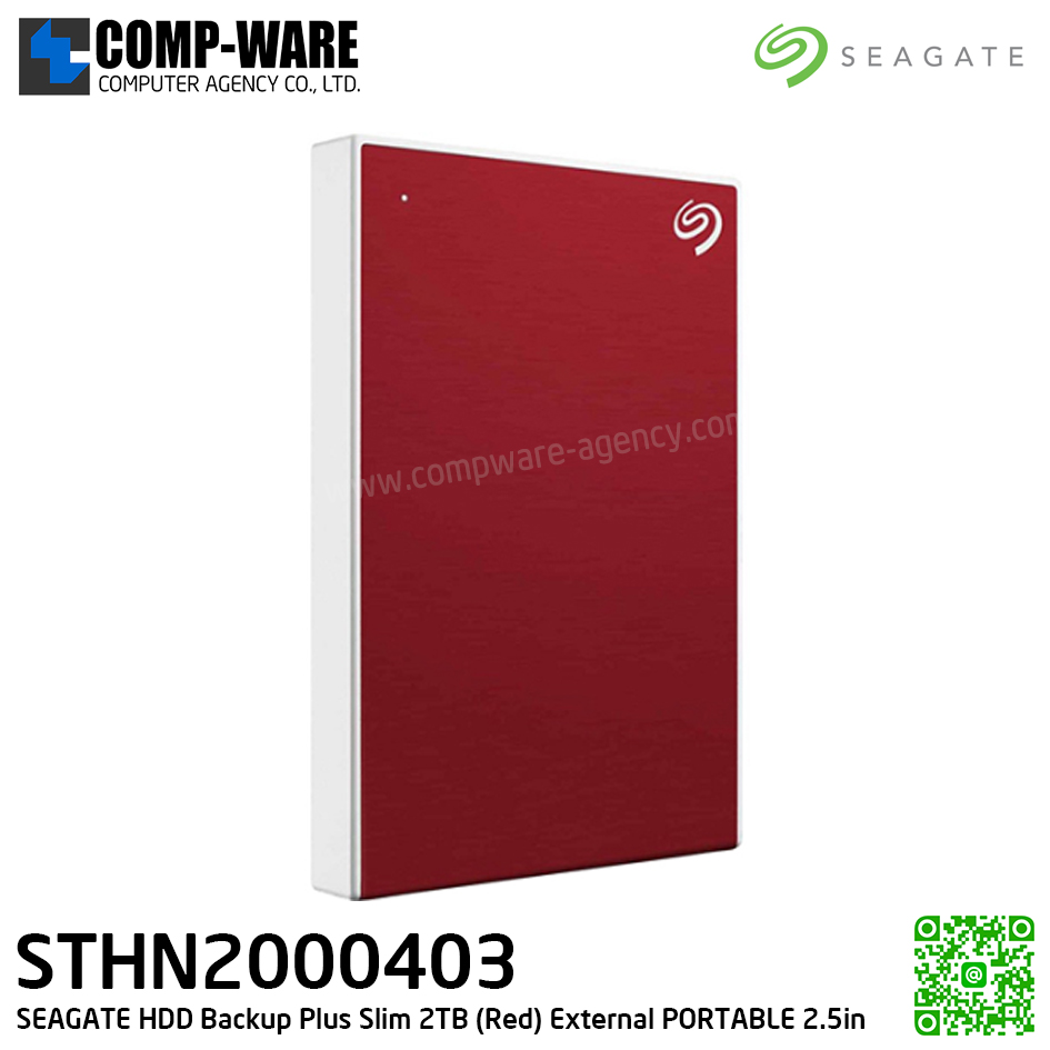 SEAGATE HDD Backup Plus Slim 2TB (RED) External HDD PORTABLE 2.5" - STHN2000403