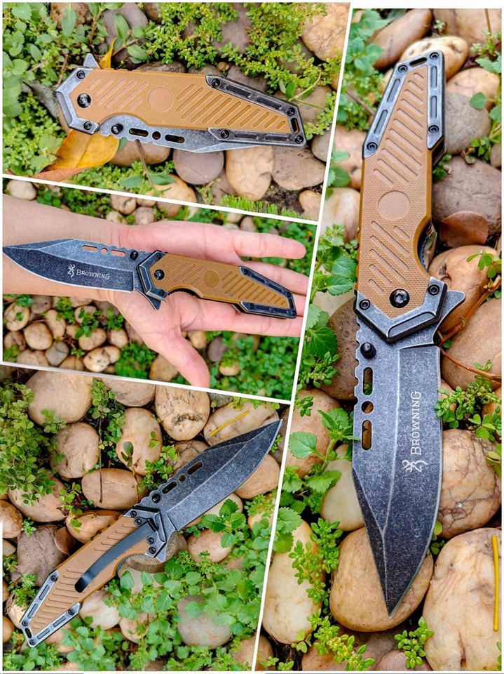 มีดพับ Browning A341 มีดพับขนาด compact คล่องตัวสูง แข็งแรงด้วยวัสดุโลหะหุ้ม G10 สีน้ำตาล กัดลายกันลื่นด้วยระบบ CNC ใบมีดทรง Drop Point เหล็ก 3cr15mov งานแน่น แข็งแรง มั่นใจทุกการใช้งาน