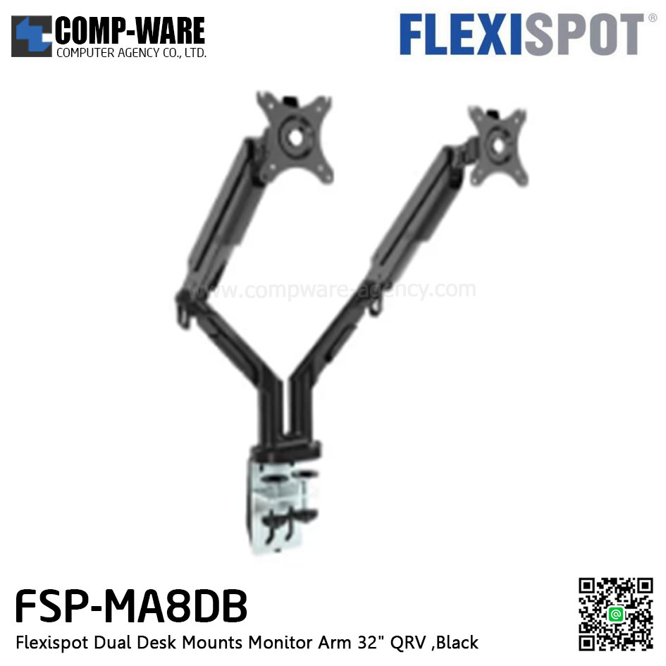 Flexispot FSP-MA8DBK Dual Desk Mounts Monitor Arm 32" QRV ,Black