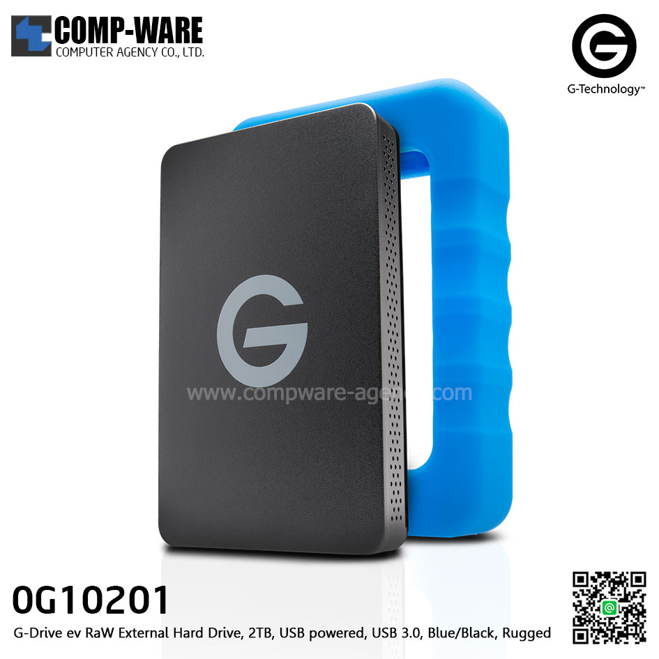 G-Technology G-DRIVE ev RaW 2TB 5400RPM SATA / USB3.0 Portable Hard Drive with Rugged Bumper - 0G10201