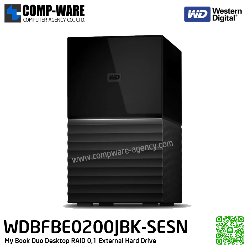 WD 20TB My Book Duo Desktop RAID 0,1 External Hard Drive - USB 3.1 - WDBFBE0200JBK-SESN