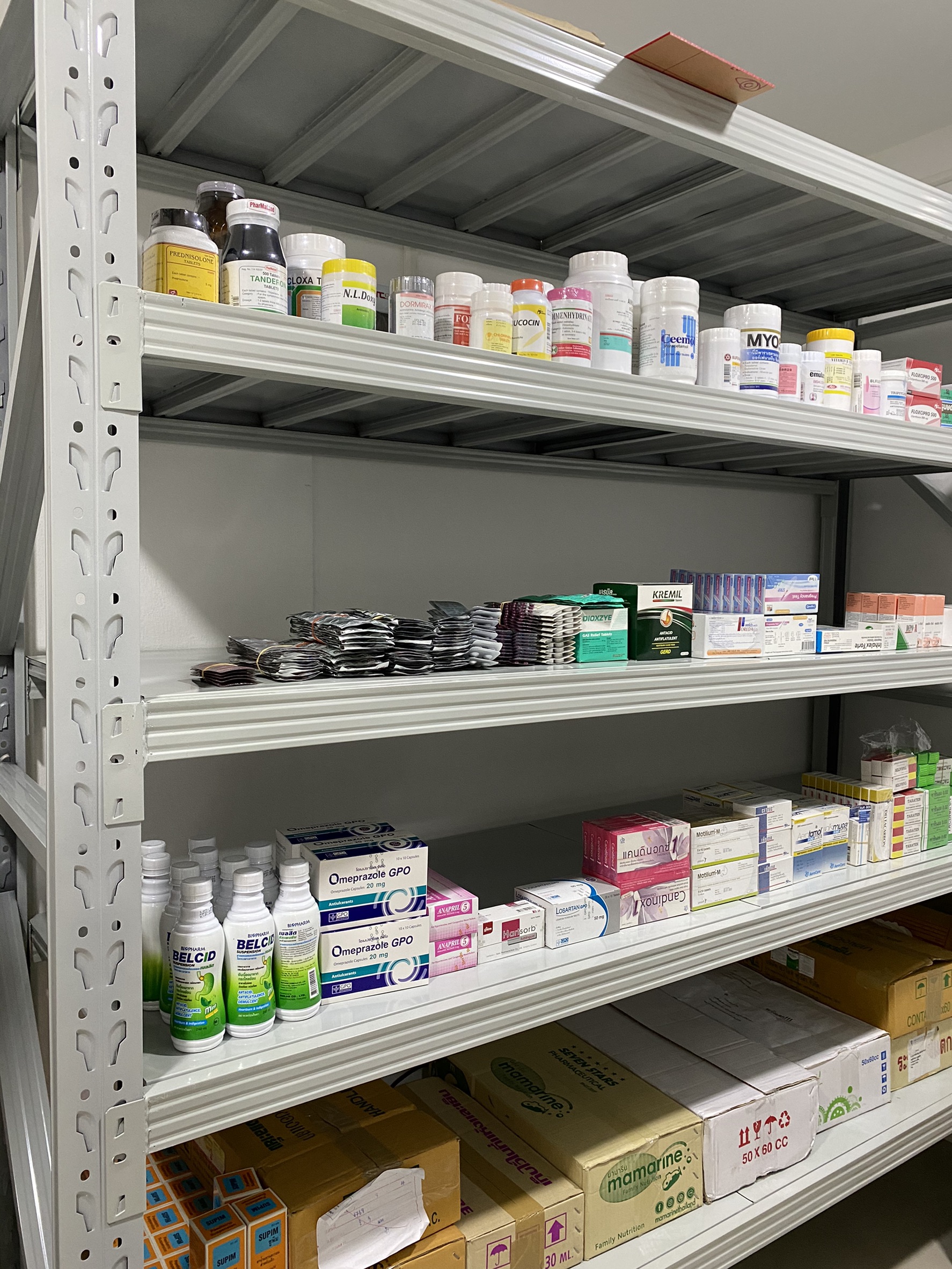 ชั้นเหล็กวางสินค้า Micro Rack 200x200x60cm. สีขาว(อมเทา)