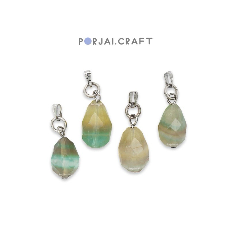 Rainbow Fluorite Faceted Tear Drop Pendant จี้เรนโบว์ฟลูออไรด์ 15mm
