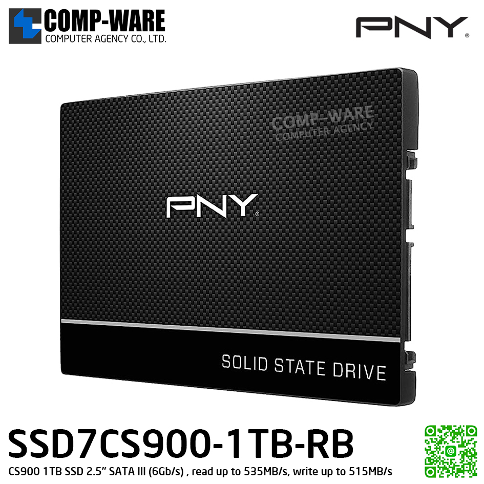 PNY CS900 1TB SSD 2.5" SATA III (6Gb/s) , read up to 535MB/s, write up to 515MB/s , SSD7CS900-1TB-RB / 3Y Warranty / Internal SSD